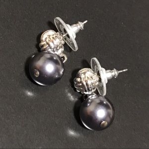 90's Tommy Hilfiger Faux Black Pearl Earrings